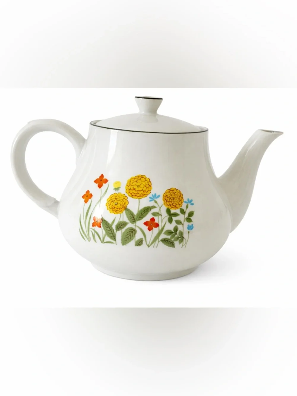 Vintage Nevco Japan Floral Teapot Mid-Century Wildflower Porcelain Retro 60s 70s